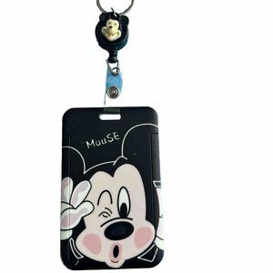 Mouse Lanyard ID Badge Reels Retractable Holder Hard Plastic Card Case NWOT